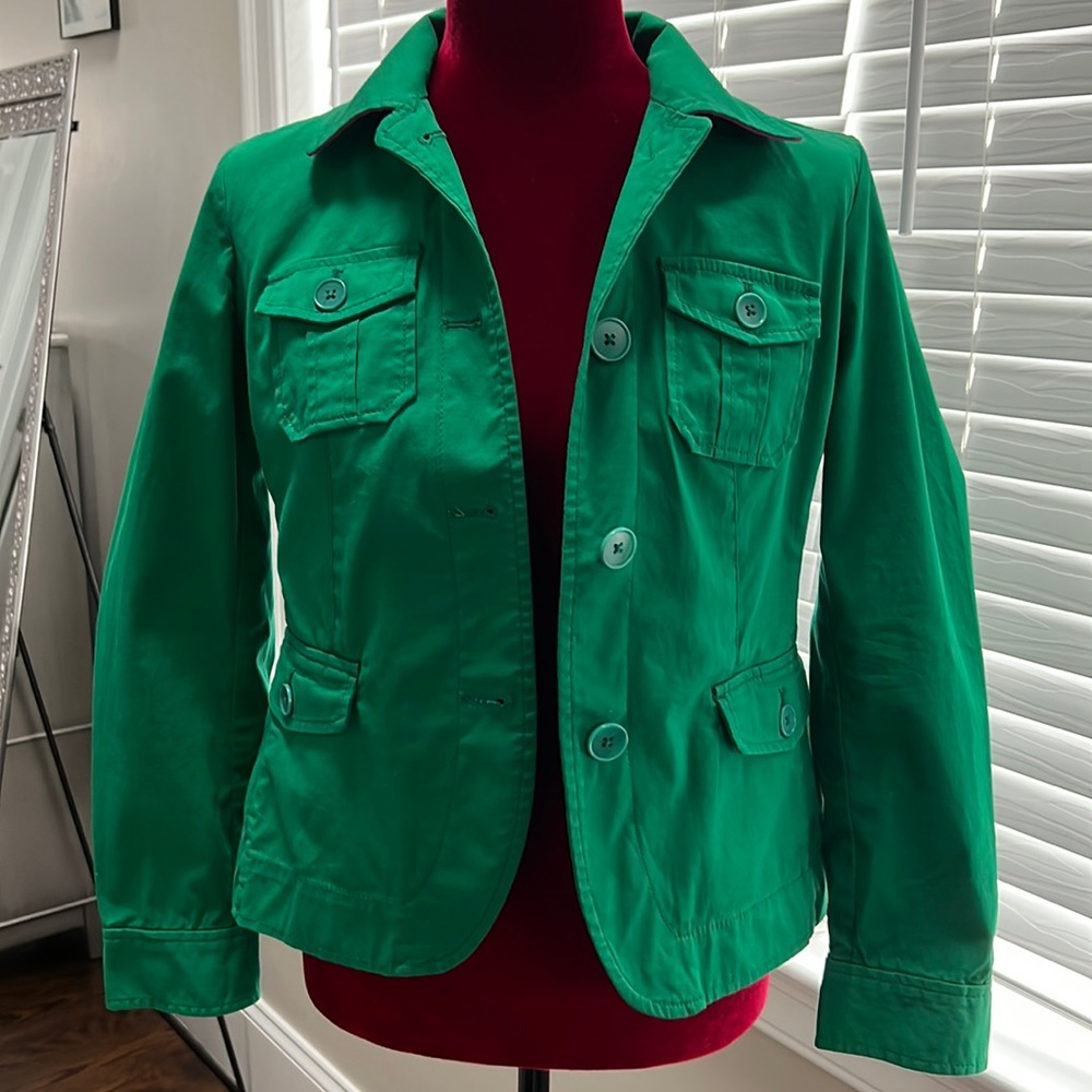 Women's Green Button-Front Casual Jacket
